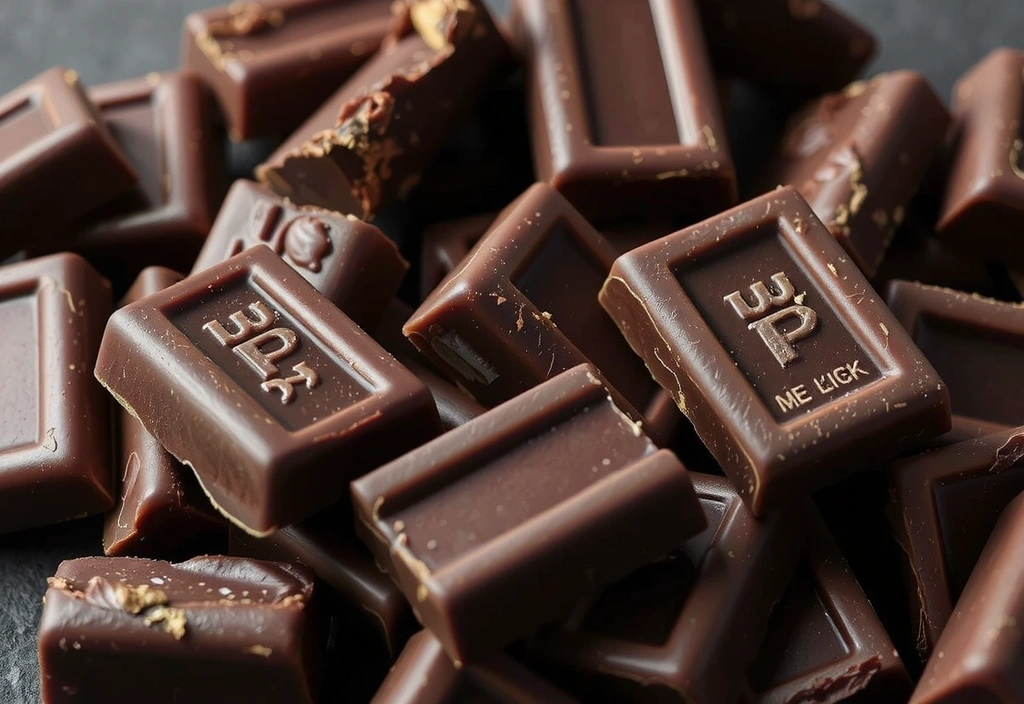 Pieces of dark chocolate