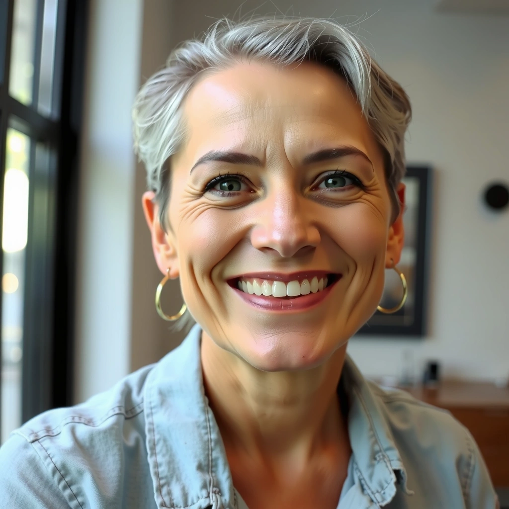 Retrato de una mujer sonriente de mediana edad