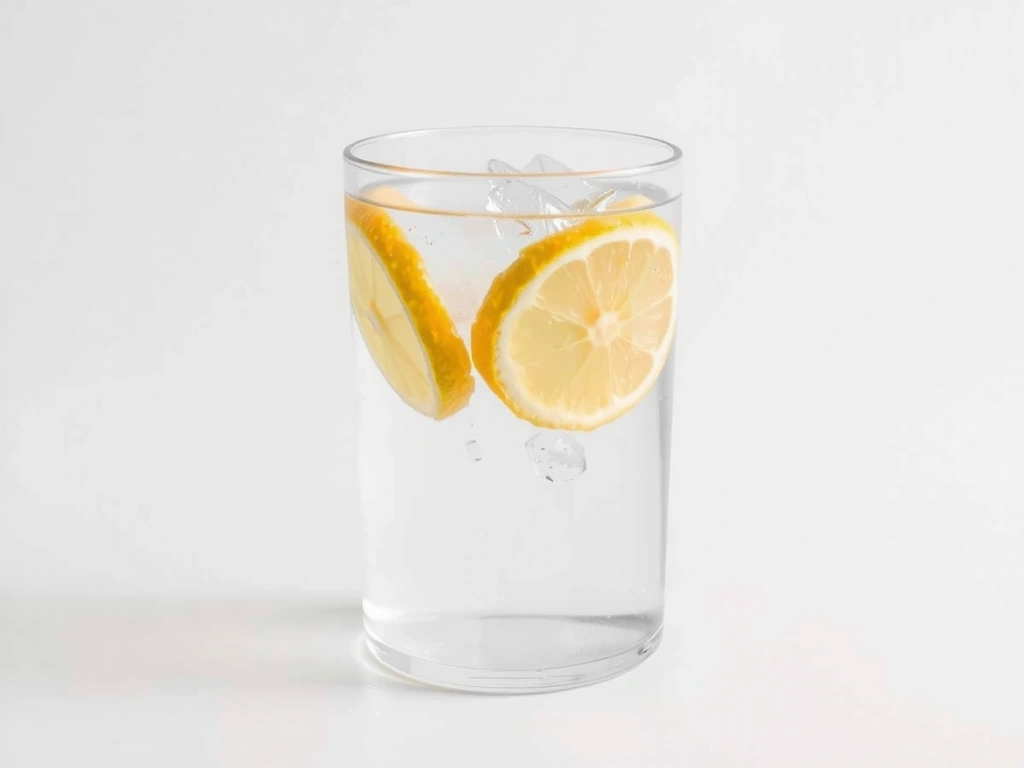 Vaso de agua fresca con rodajas de limón.
