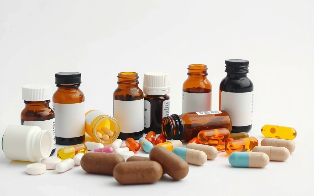 Various vitamin and mineral supplements on a clean surface