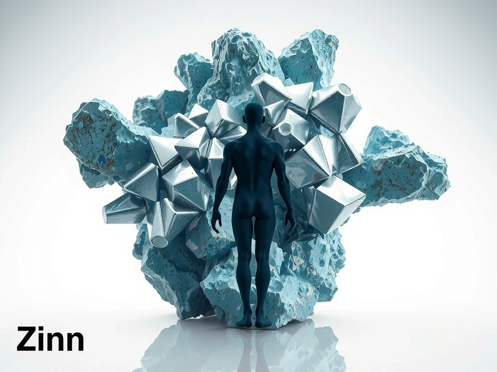 Zinc mineral structure with human body outline