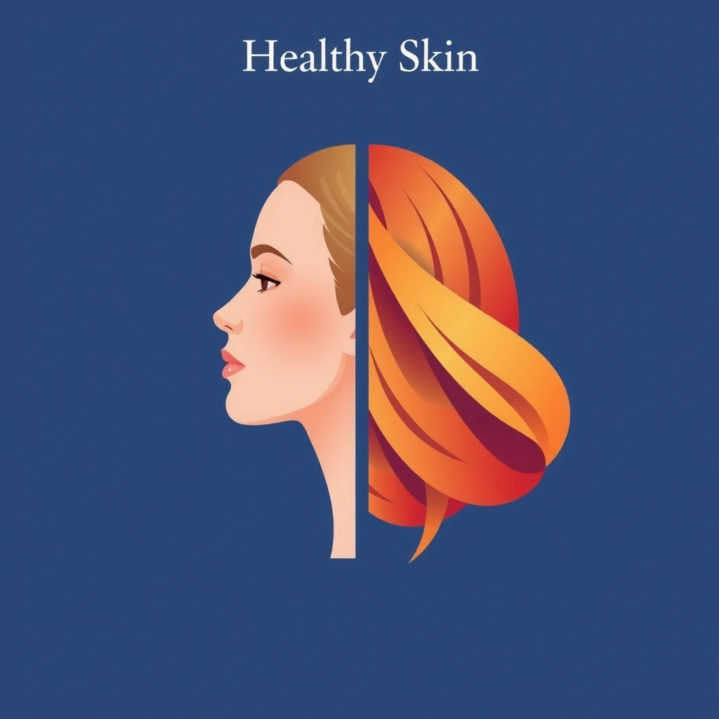 Piel brillante y una hebra de cabello fuerte, simbolizando la salud de piel y cabello.